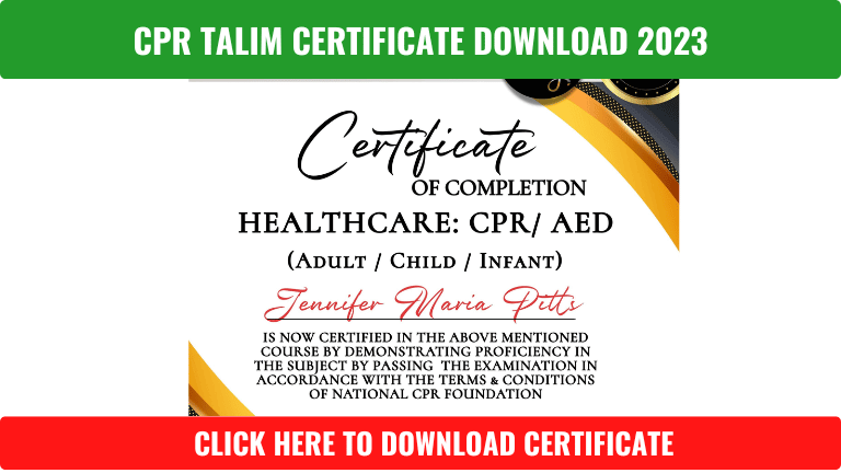 CPR Talim Certificate Download