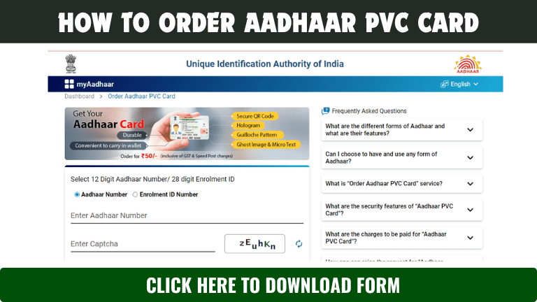 How to Order Aadhaar PVC Card 