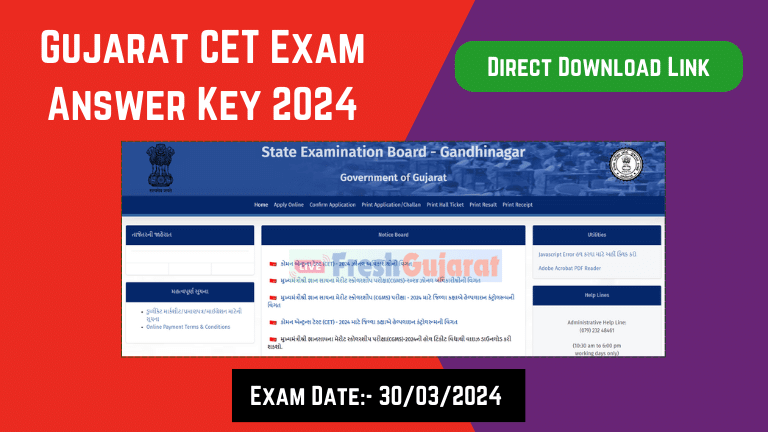 Gujarat Std 5 CET Exam Answer Key 2024