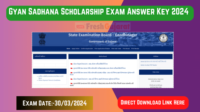 Gyan Sadhana Scholarship Exam Answer Key 2024